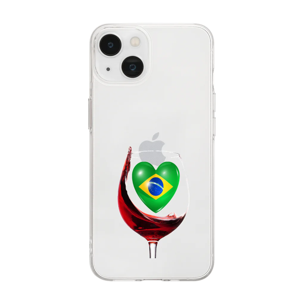 WINE 4 ALLの国旗とグラス：ブラジル（雑貨・小物） Soft Clear Smartphone Case