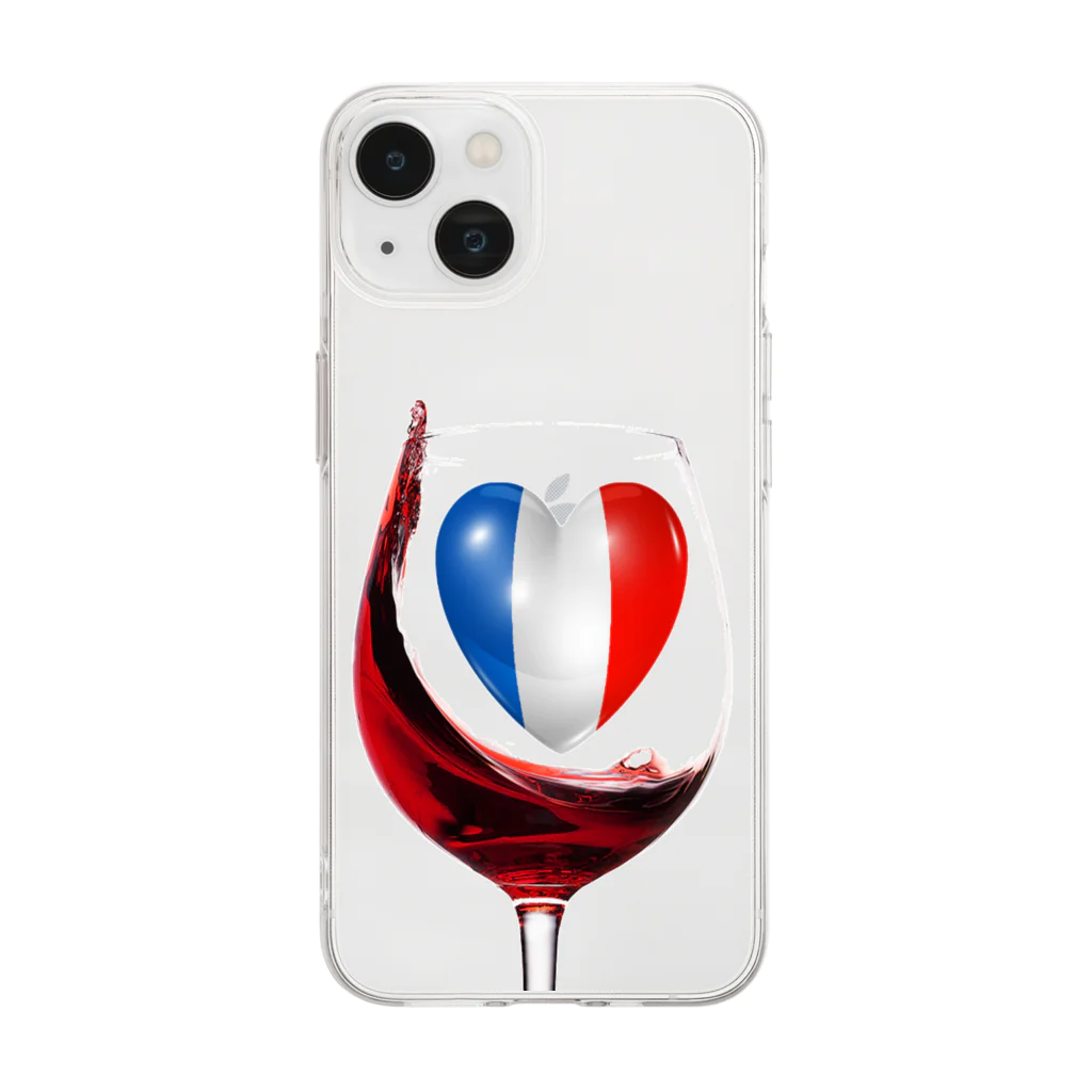 WINE 4 ALLの国旗とグラス：フランス（雑貨・小物） Soft Clear Smartphone Case
