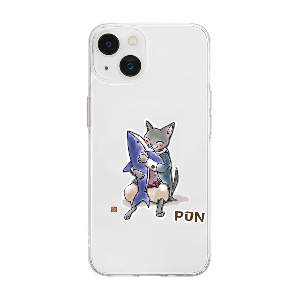 はなねこのサメPON Soft Clear Smartphone Case