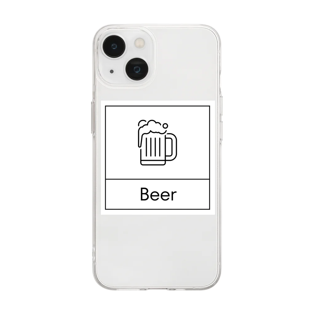 ミニマルくんの四角におさまるBeer Soft Clear Smartphone Case