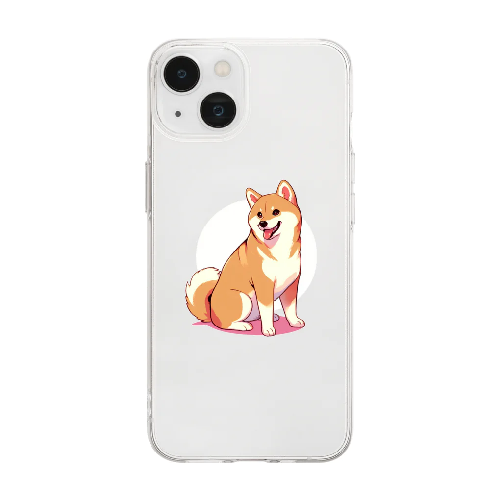 花子の庭のおすわり柴犬 Soft Clear Smartphone Case