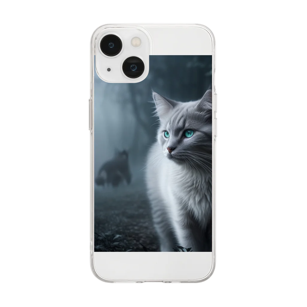 ZZRR12の「境界を見つめる猫の眼差し」 Soft Clear Smartphone Case