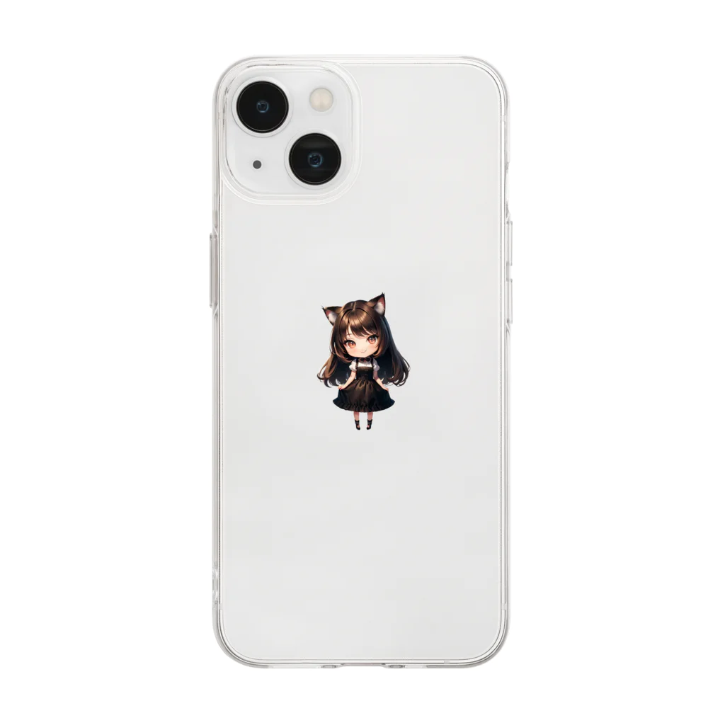 二頭身キャラが好きですの二頭身猫耳女子１ Soft Clear Smartphone Case