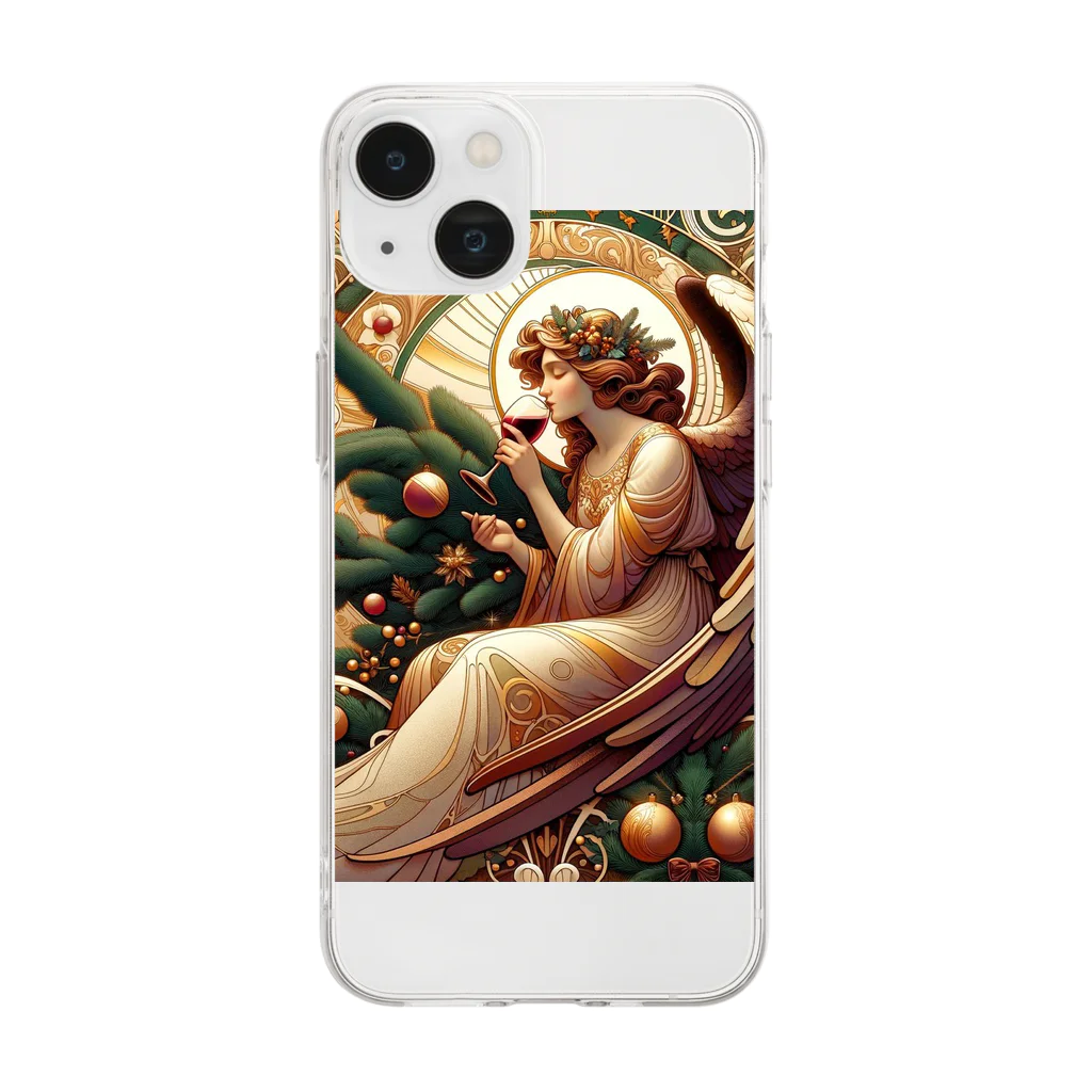 たまき工房の呑(どん)天使inクリスマス　アール・ヌーヴォー風vol.2 Soft Clear Smartphone Case