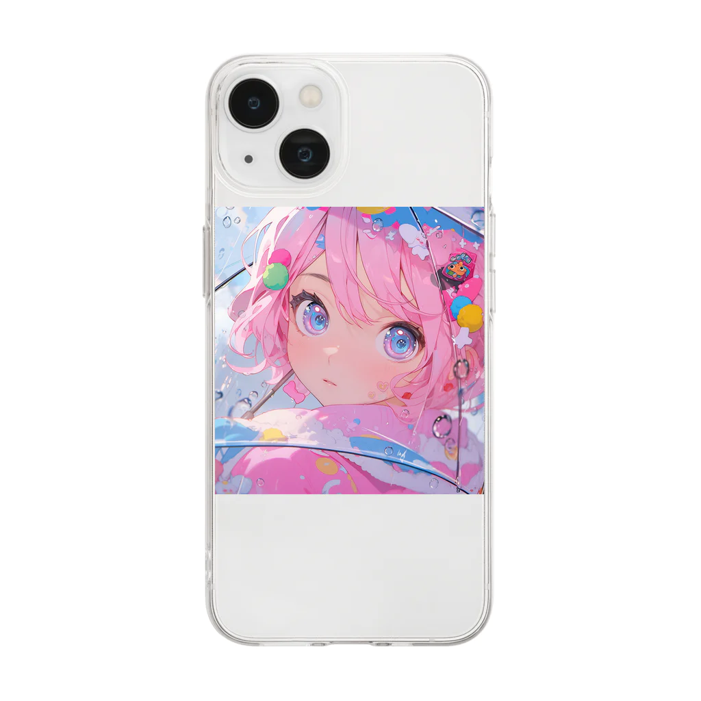 ぶーたんの雨音の中 Soft Clear Smartphone Case