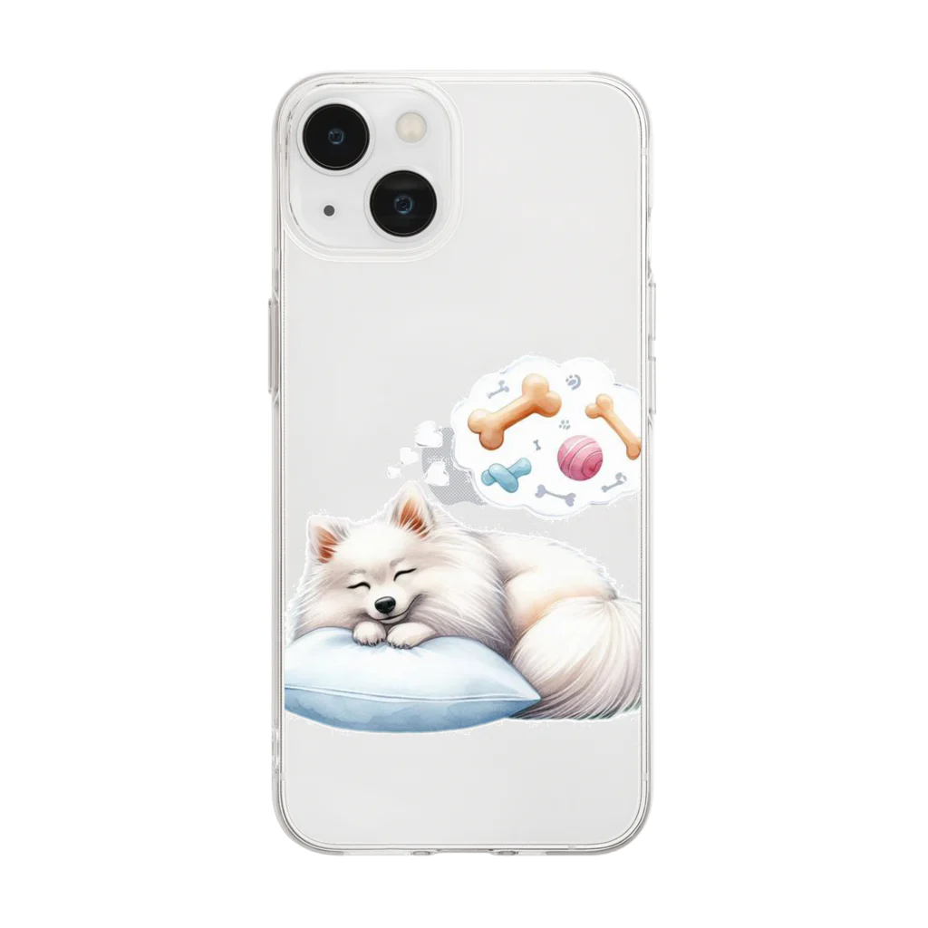 Lemon_teaのすやすやアニマル　日本スピッツ Soft Clear Smartphone Case