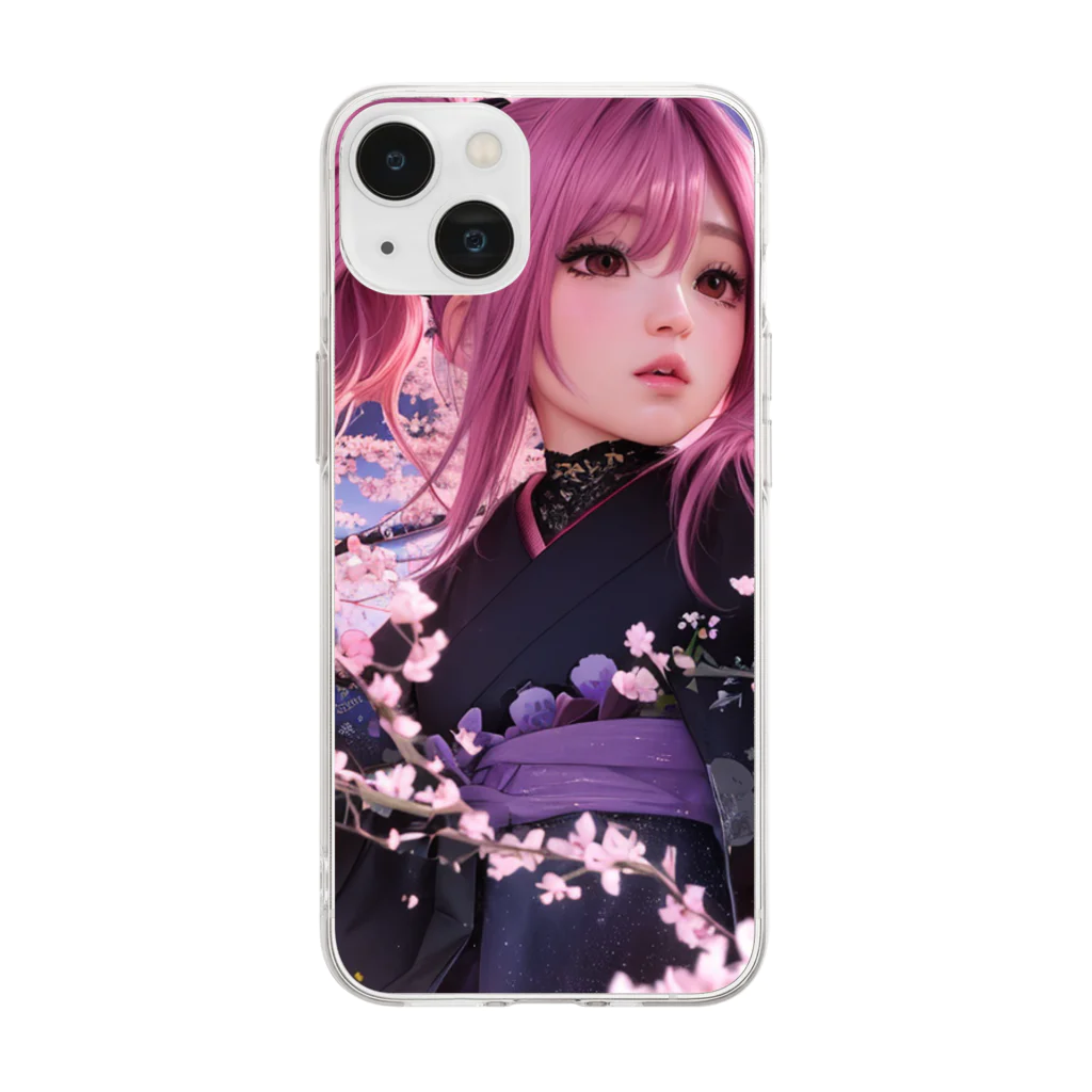 Kouki Shopの桜の下で Soft Clear Smartphone Case