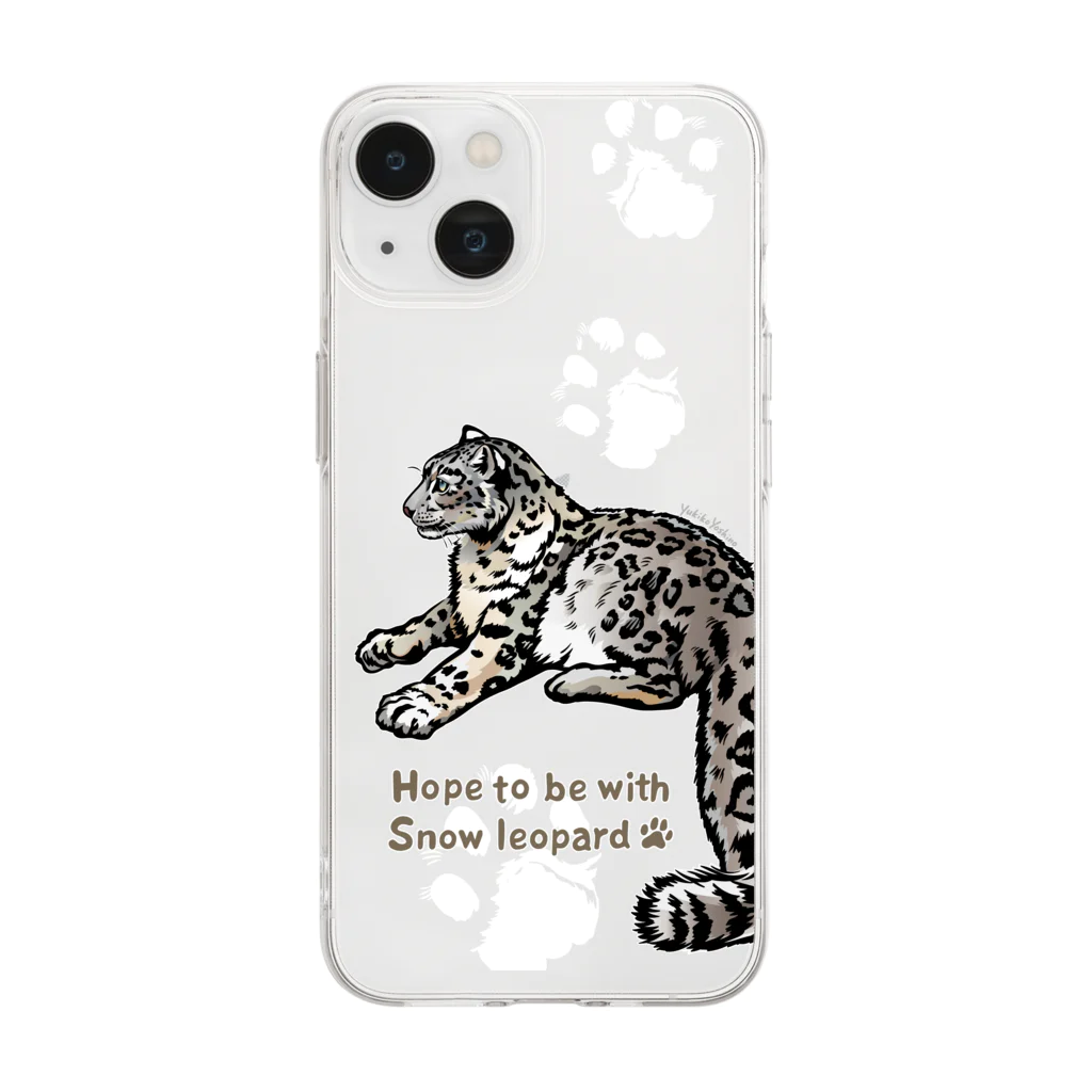 MUSEUM LAB SHOP MITのSnow leopard＊ユキヒョウ　あしあとスマホケース Soft Clear Smartphone Case