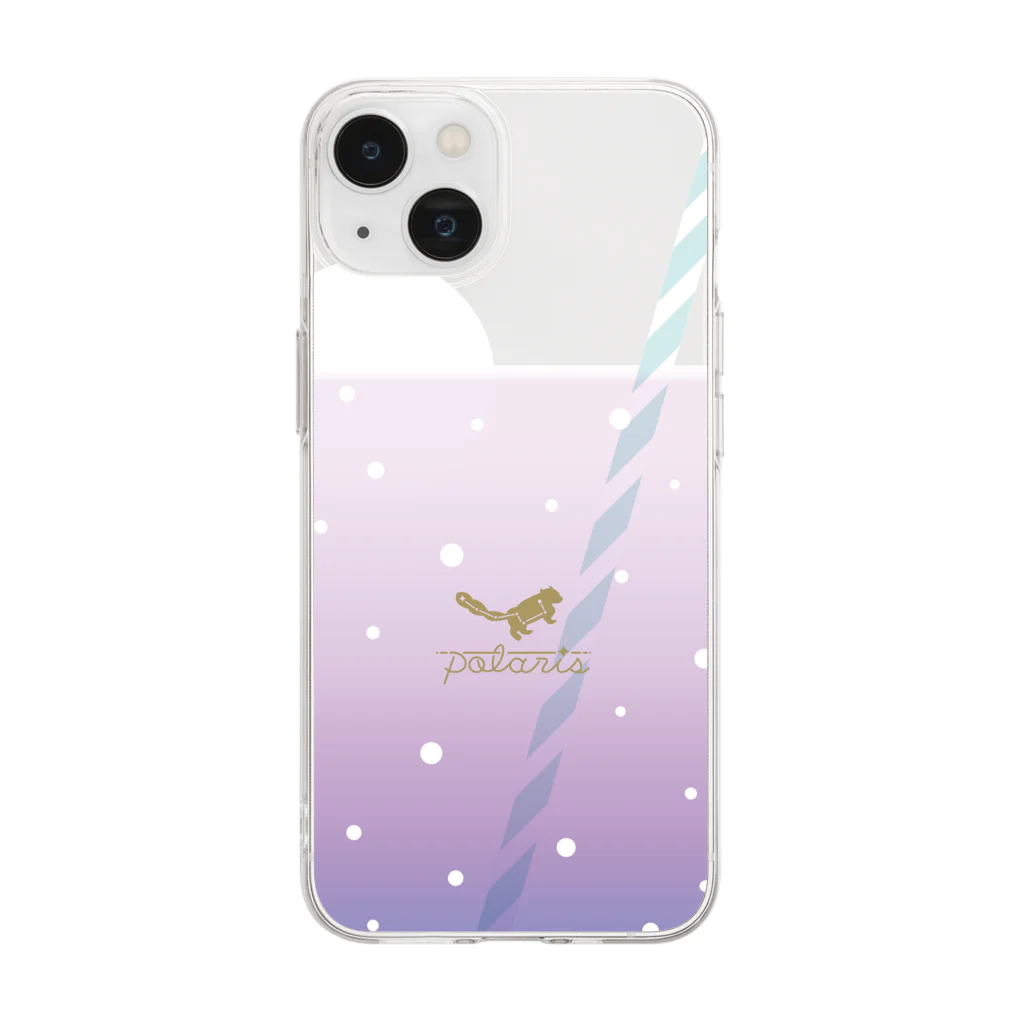 kissa polaris｜喫茶ポラリスのクリームソーダなスマホケース_purple Soft Clear Smartphone Case