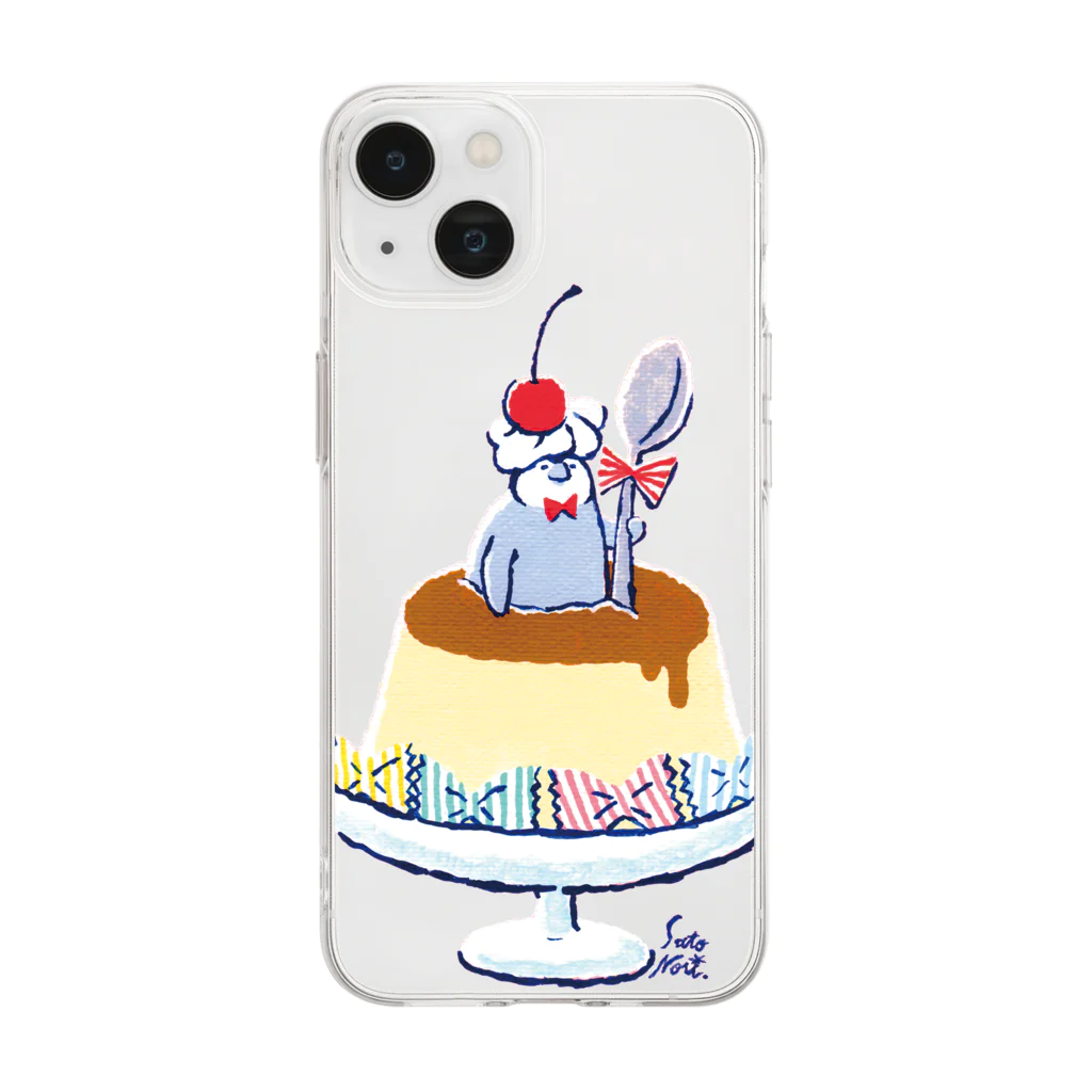 サトウノリコ*のペンギンプリン Soft Clear Smartphone Case