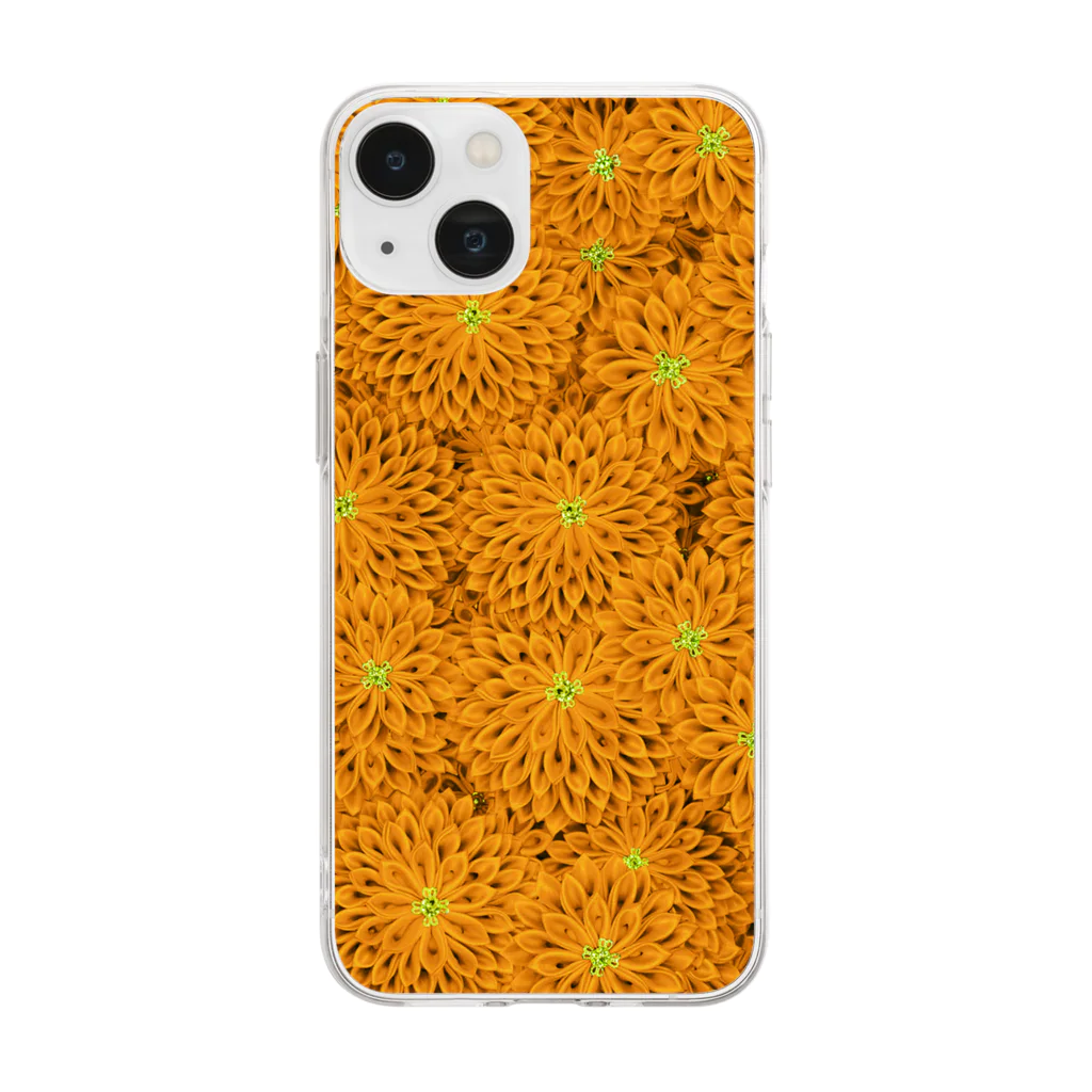 Japanese Fabric Flower coconの向日葵 Soft Clear Smartphone Case