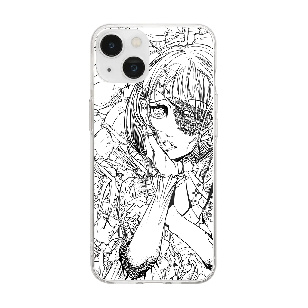 眼帯女子部のレースの眼帯女子 Soft Clear Smartphone Case