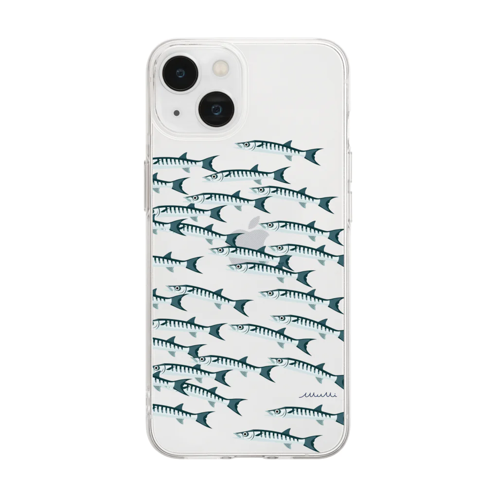 Astrio SUZURI店の魚の群れ タツカマス/ブラックフィンバラクーダ Soft Clear Smartphone Case