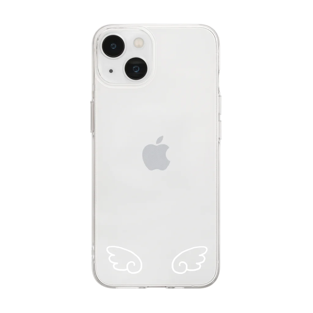 はぬの天使の羽（ホワイト） Soft Clear Smartphone Case