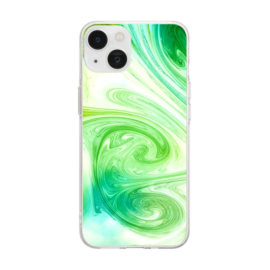 Macrorianの#001 green water Soft Clear Smartphone Case