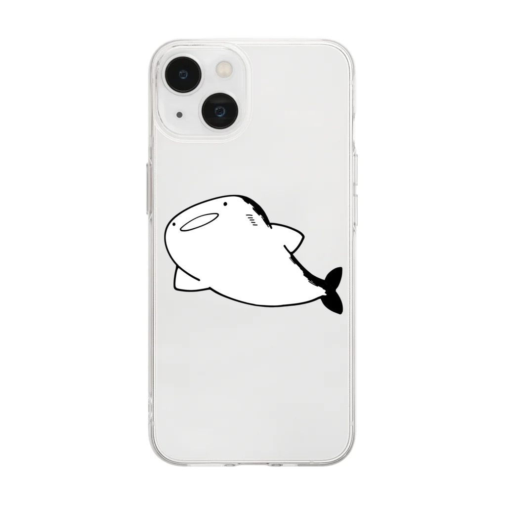 餅のおまぬけ顔のジンベエザメさん Soft Clear Smartphone Case