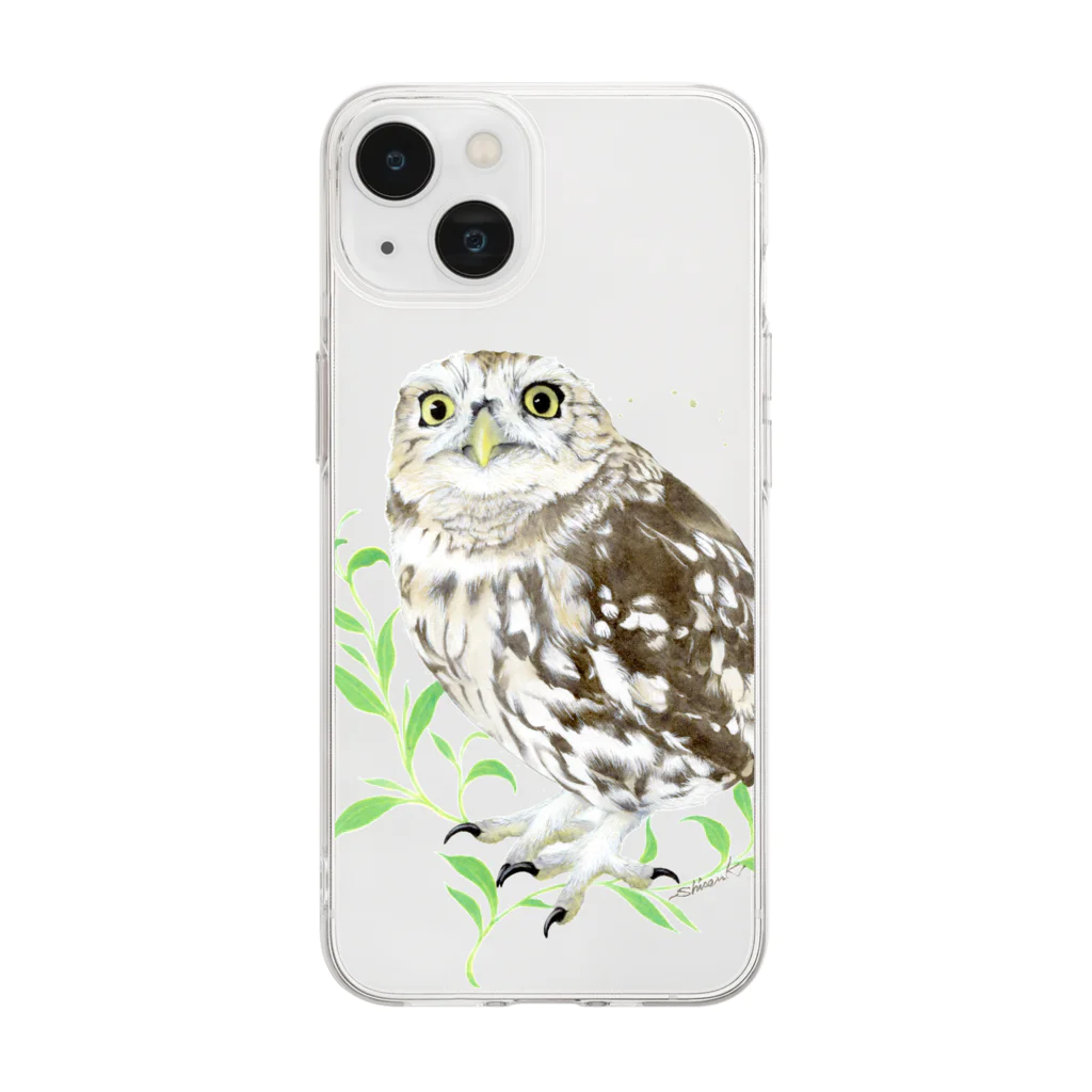 北山紫仙(Shisen's SHOP)のコキンメフクロウさん Soft Clear Smartphone Case