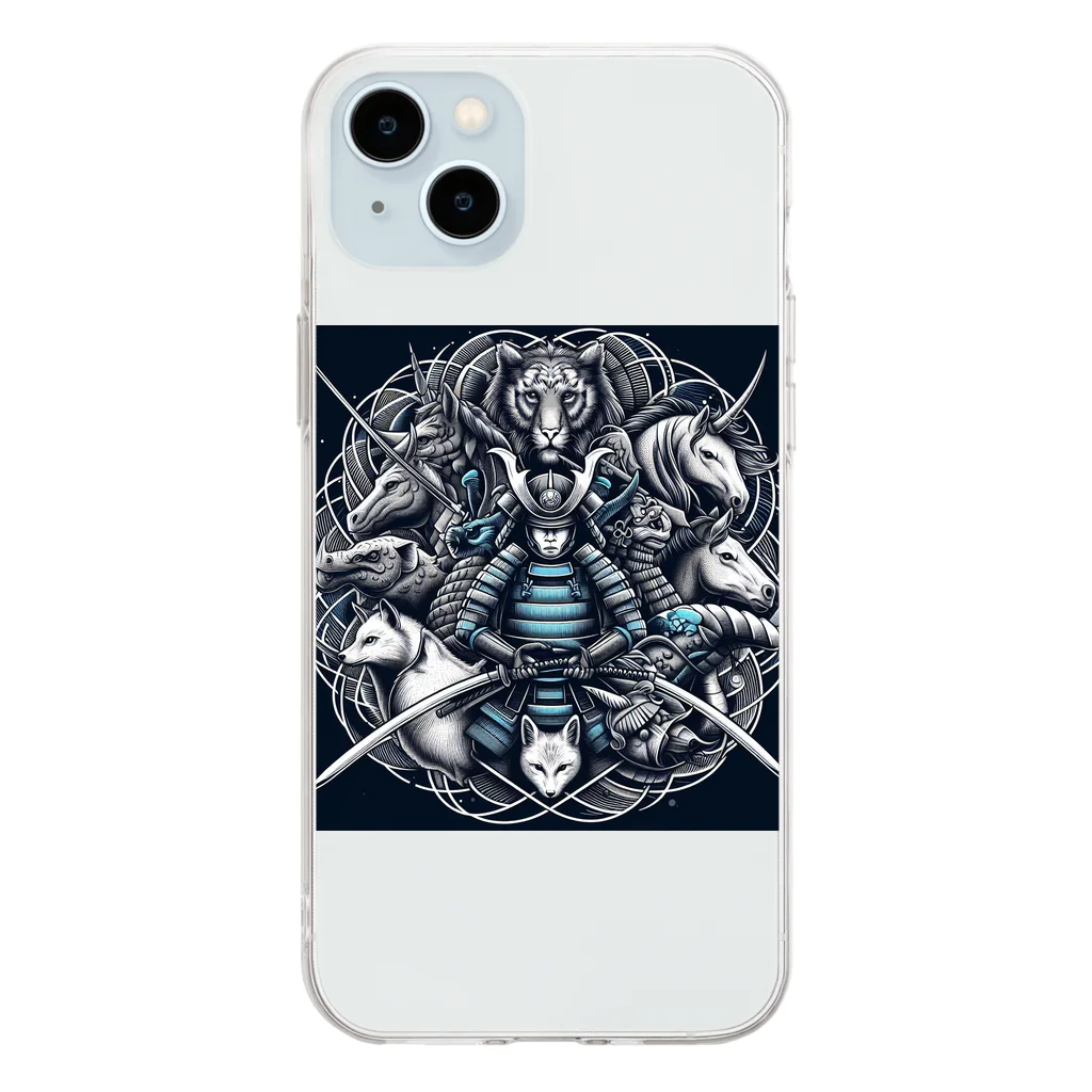 bycatの侍大将とshinobi達 Soft Clear Smartphone Case