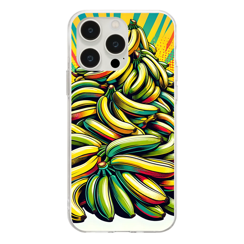 sukoyaのバナナ・サンバースト Soft Clear Smartphone Case