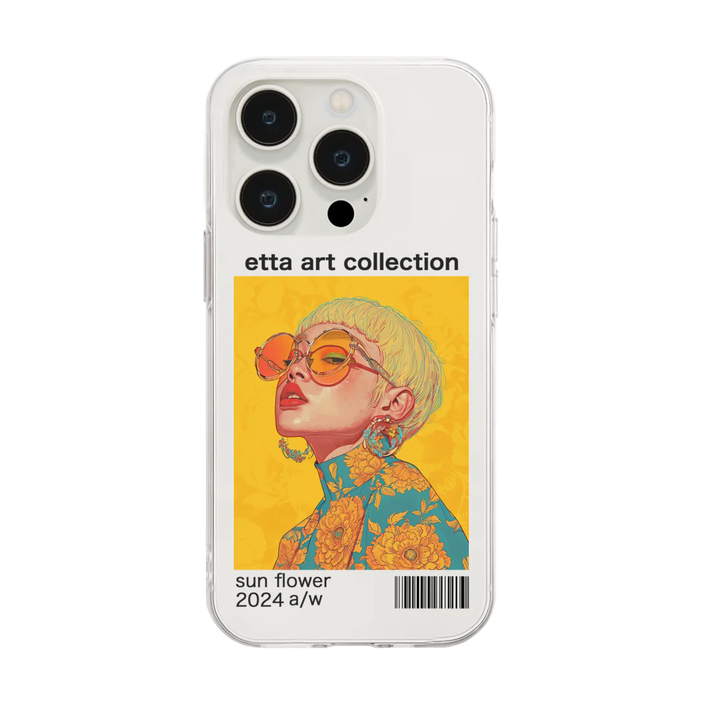 ETTA_ARTのサンフラワー Soft Clear Smartphone Case