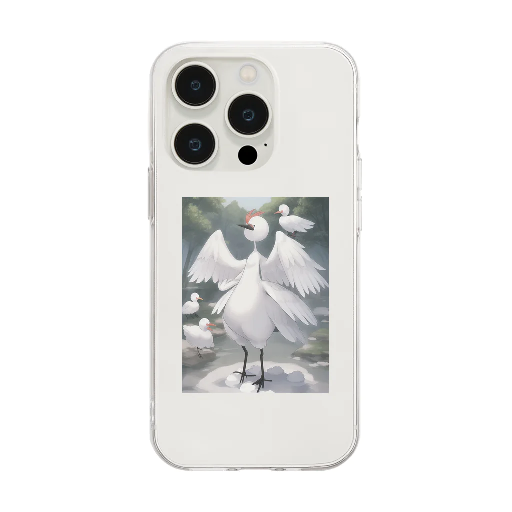 yasashii-ryouteのマシュマロタンチョウ Soft Clear Smartphone Case