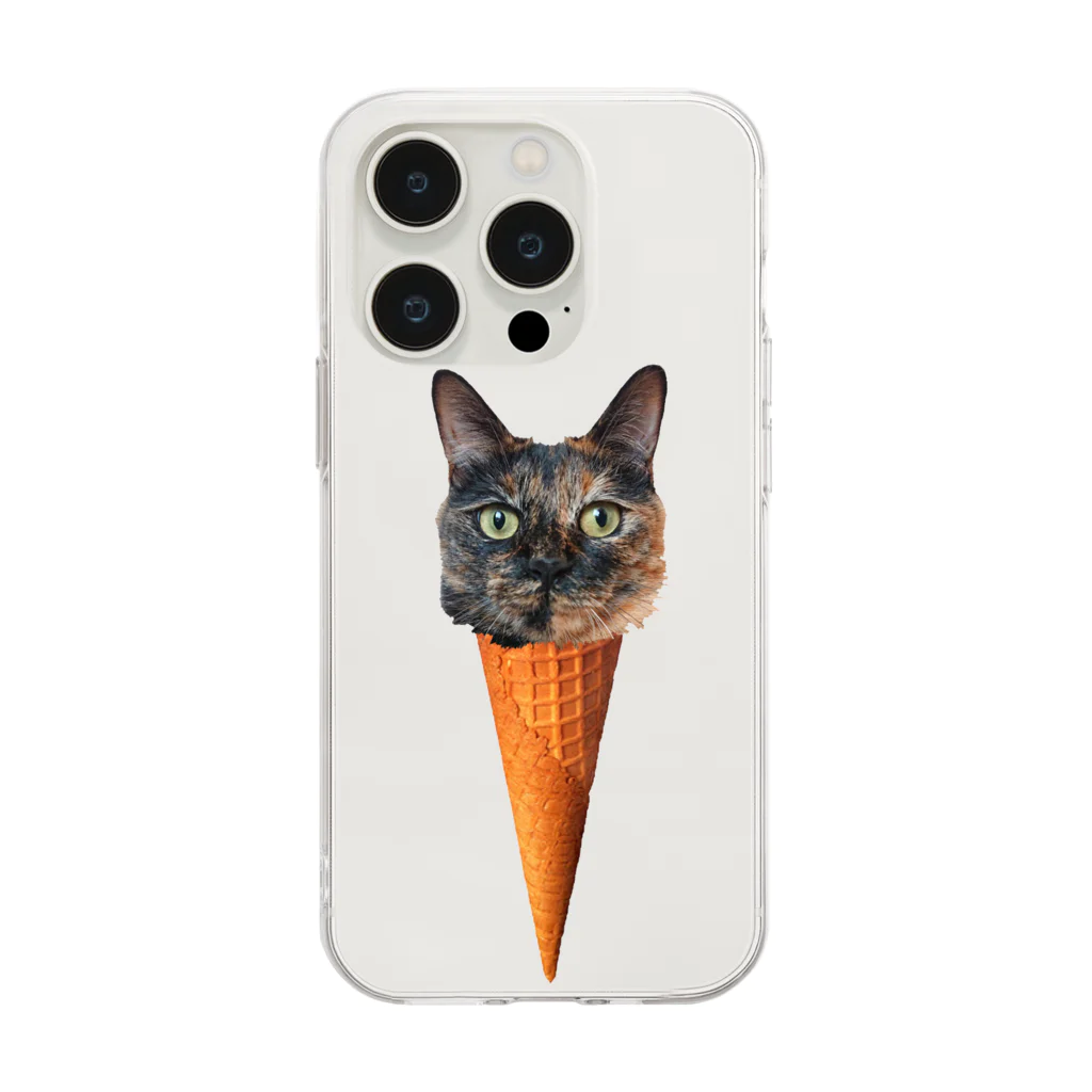 サビちゃんのサビ猫ソフトクリーム Soft Clear Smartphone Case