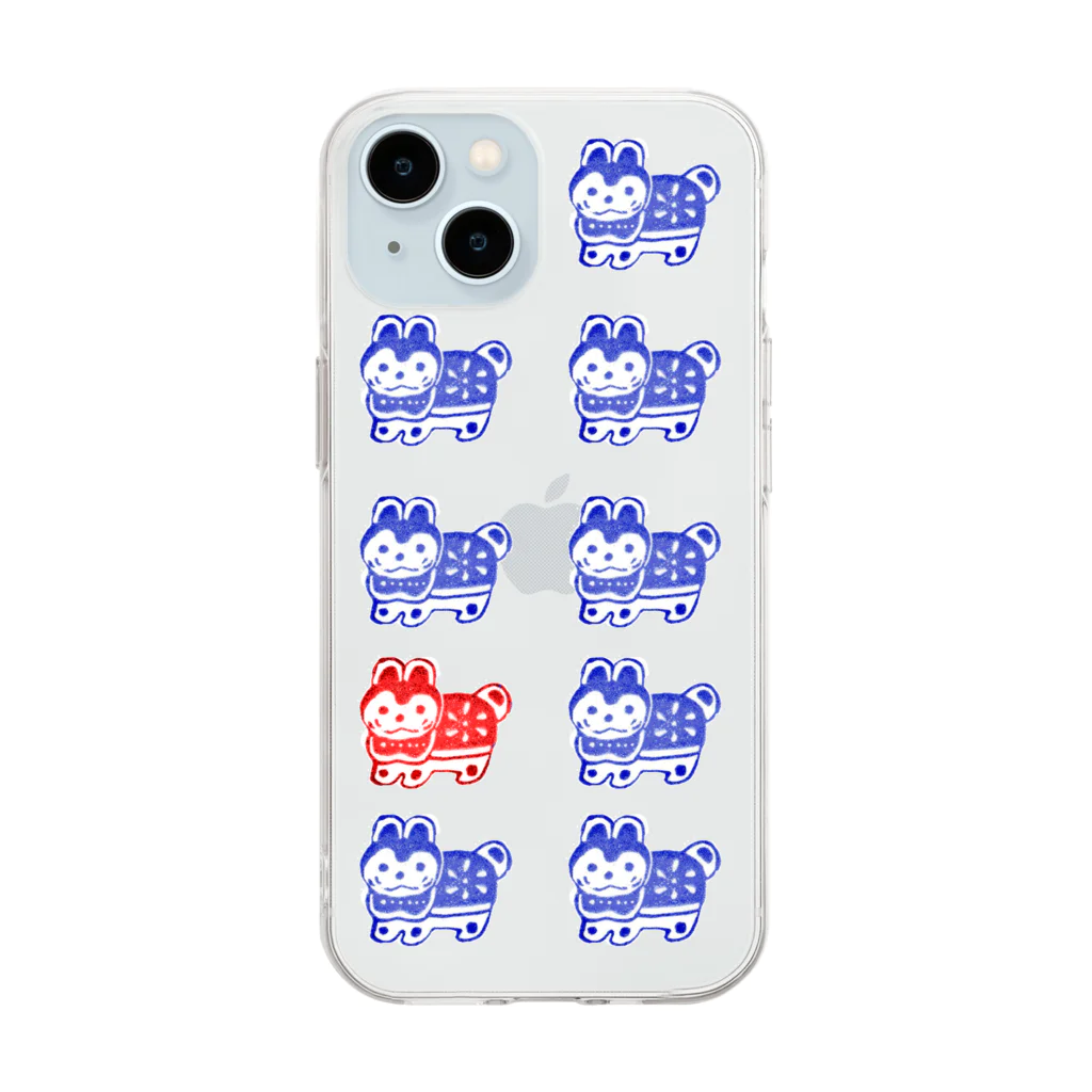 くろすけの張子犬はんこ Soft Clear Smartphone Case