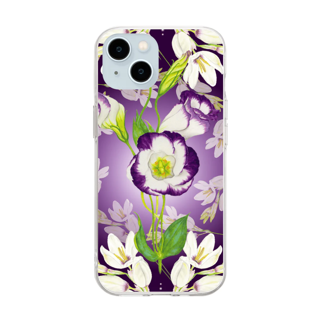 idumi-artの花曼荼羅💜クラウンチャクラ Soft Clear Smartphone Case