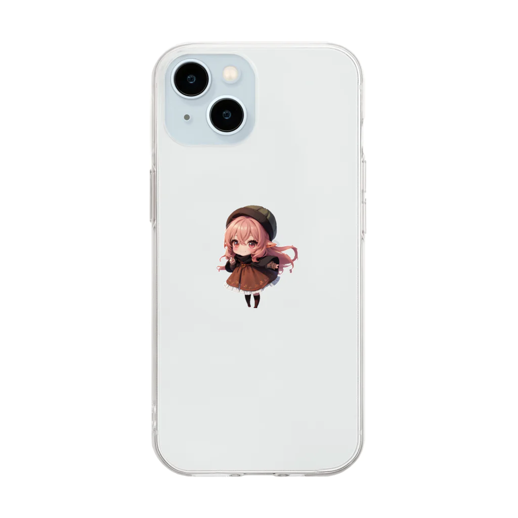 二頭身キャラが好きですの秋をイメージしました Soft Clear Smartphone Case