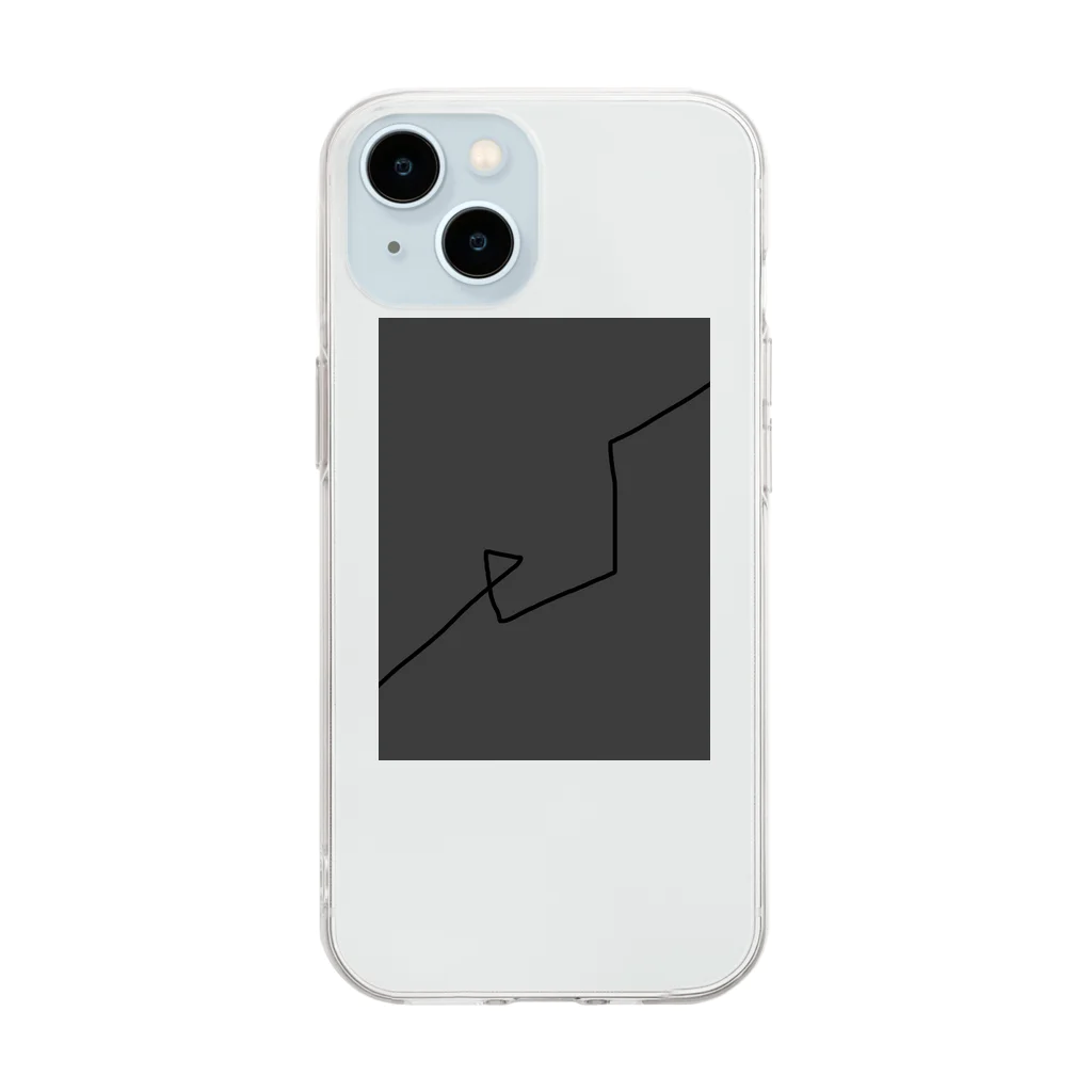 rilybiiのCharcoalGray BlackLineArt Soft Clear Smartphone Case