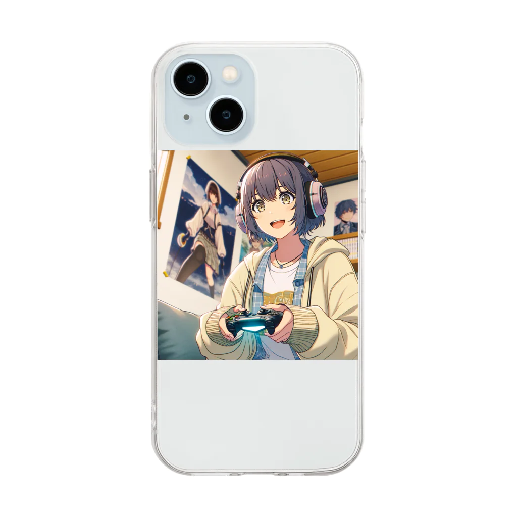 cao48485のゲームの夜に輝く笑顔 Soft Clear Smartphone Case