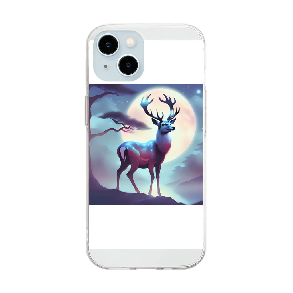 神秘的な動物達の神秘的な鹿 Soft Clear Smartphone Case