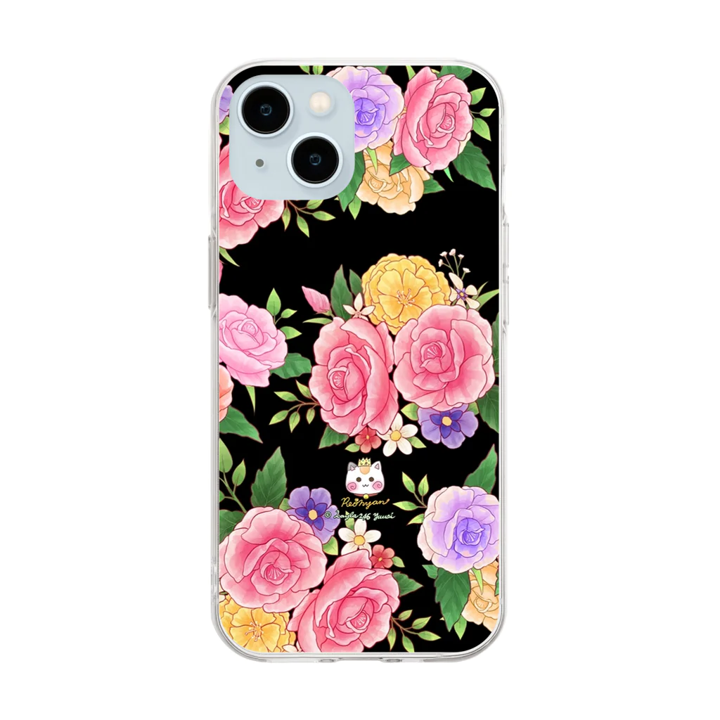 旅猫王子れぉにゃん👑😼公式(レイラ・ゆーし。)の【ピンク紫バラ🌹】 Soft Clear Smartphone Case