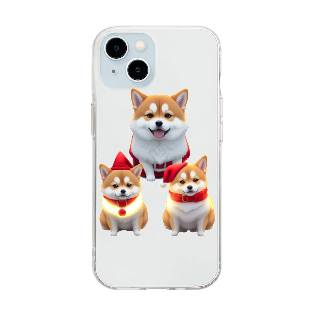 〜たけしゃんのお店〜の芝犬サンタ③ Soft Clear Smartphone Case