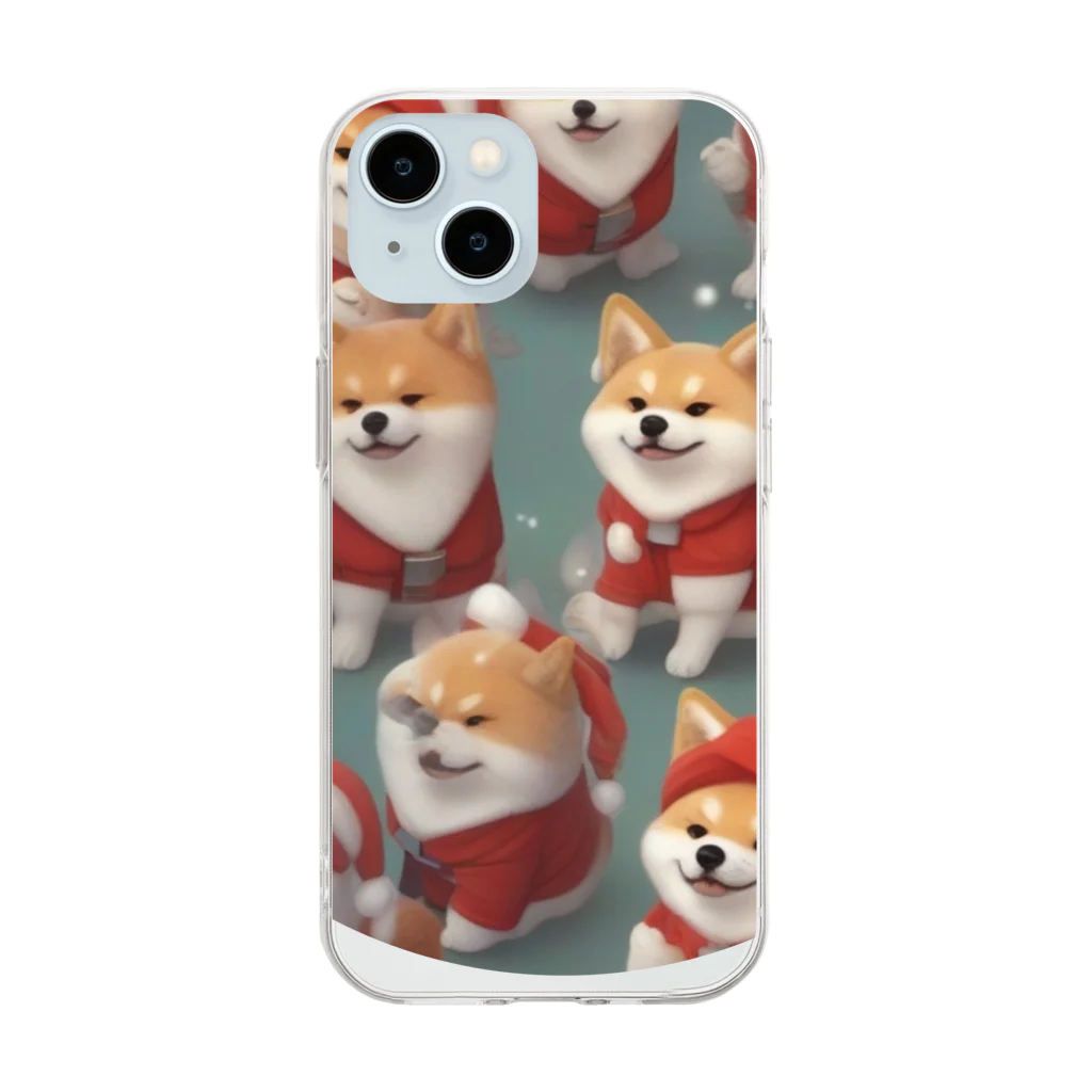 〜たけしゃんのお店〜の芝犬サンタ⑧ Soft Clear Smartphone Case