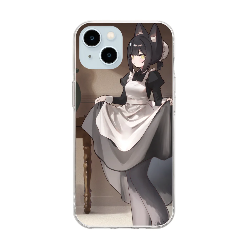 libre1907の猫メイドiPhoneケース Soft Clear Smartphone Case