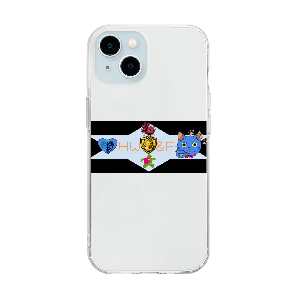 ふぃろの四神獣HW&Fロゴ Soft Clear Smartphone Case