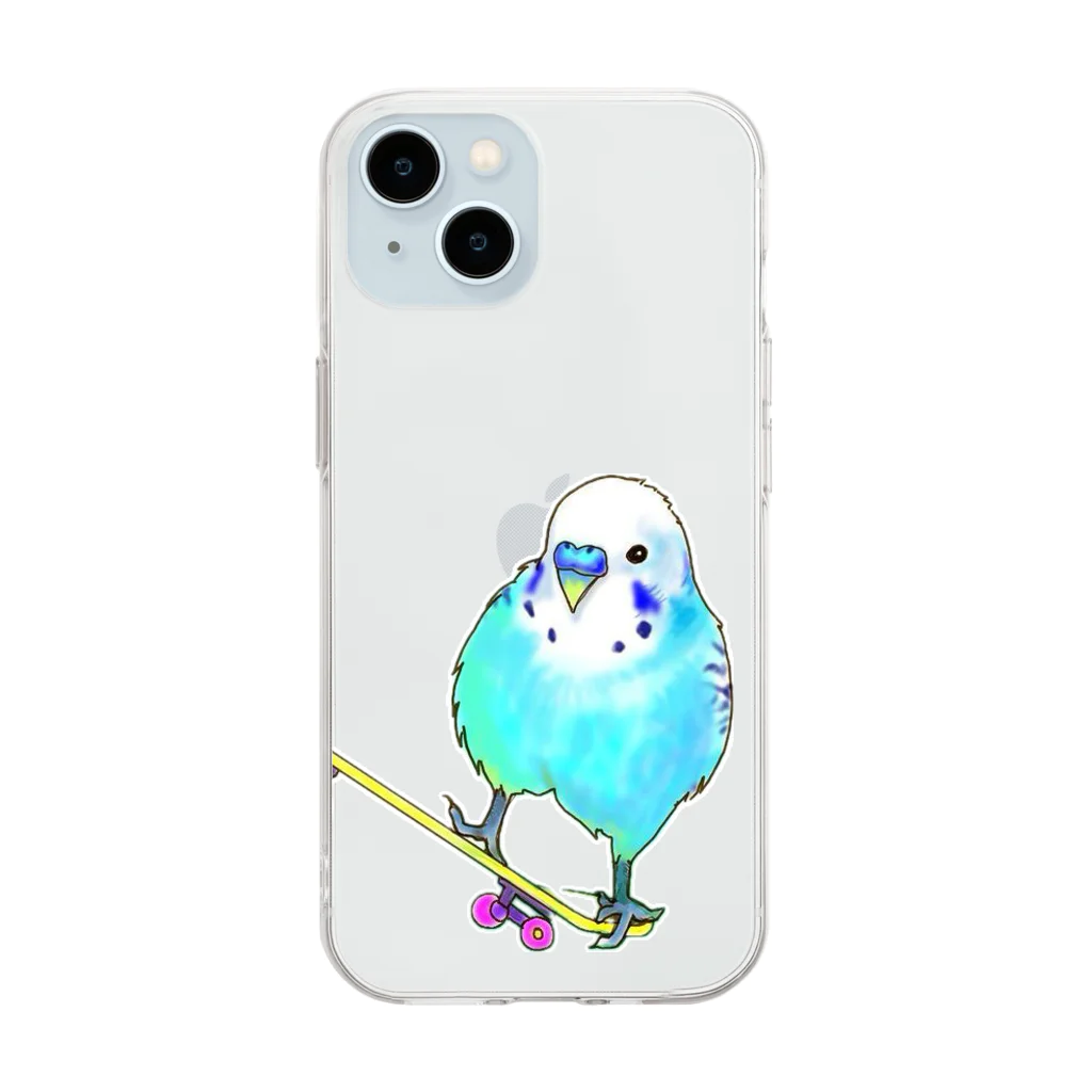 スケボーインコ　Taroのスケボーインコ　タロ Soft Clear Smartphone Case