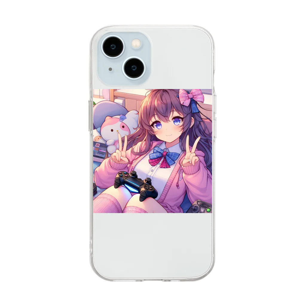 luckyTigerのゲーム女子 Soft Clear Smartphone Case