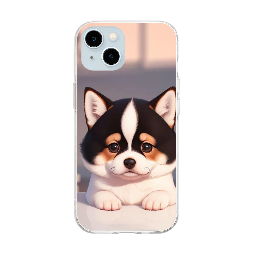 かわいい女の子とシュールな絵の子猫なしばちゃん Soft Clear Smartphone Case