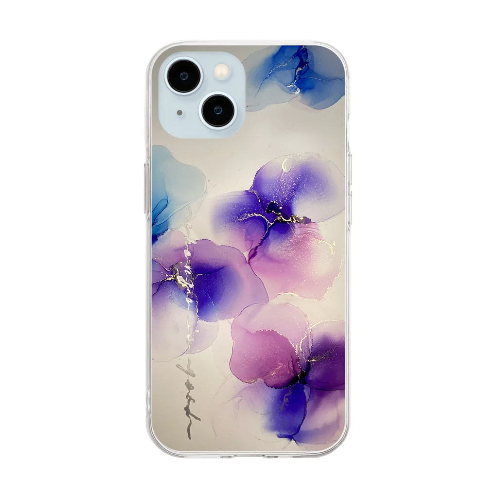 popo inkartのお花のスマホケース Soft Clear Smartphone Case