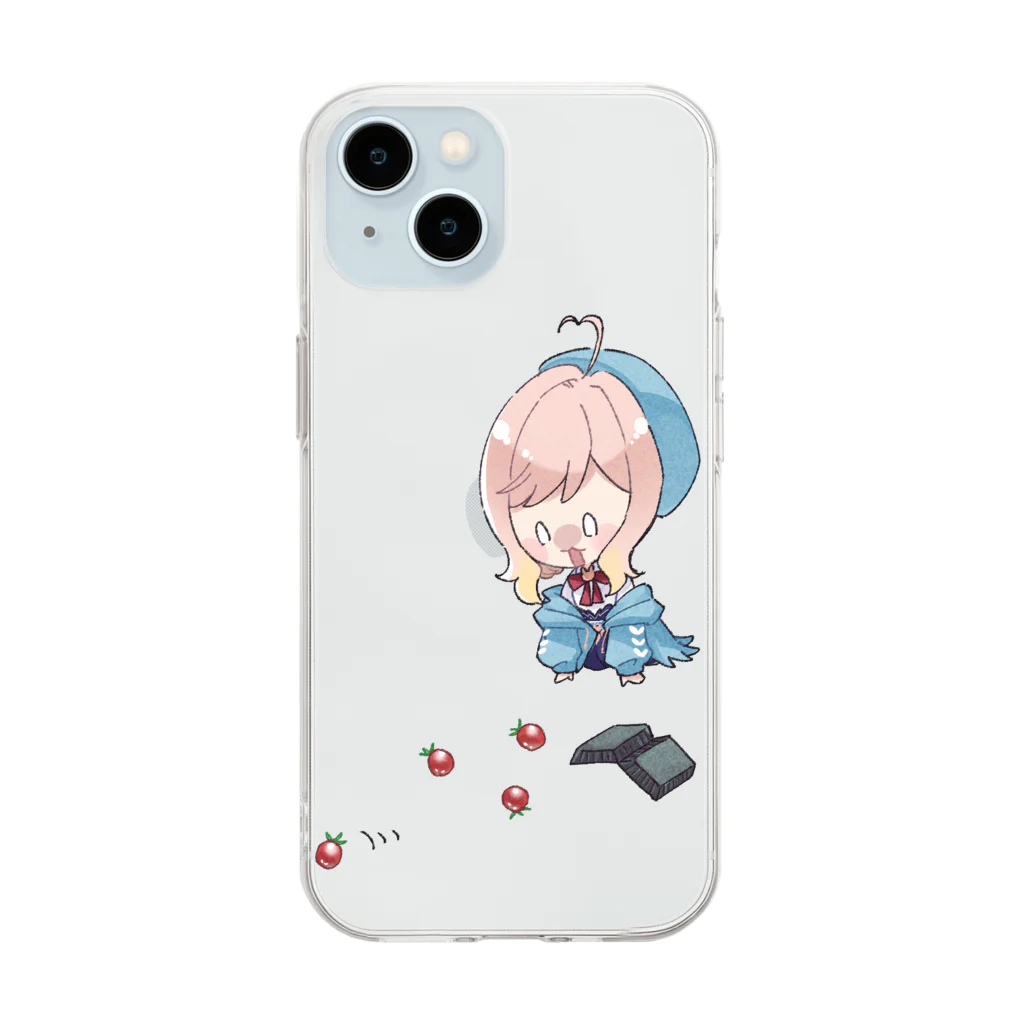 usabit.のぐっず屋さんのトマトぶちまけにゃこ師匠 Soft Clear Smartphone Case