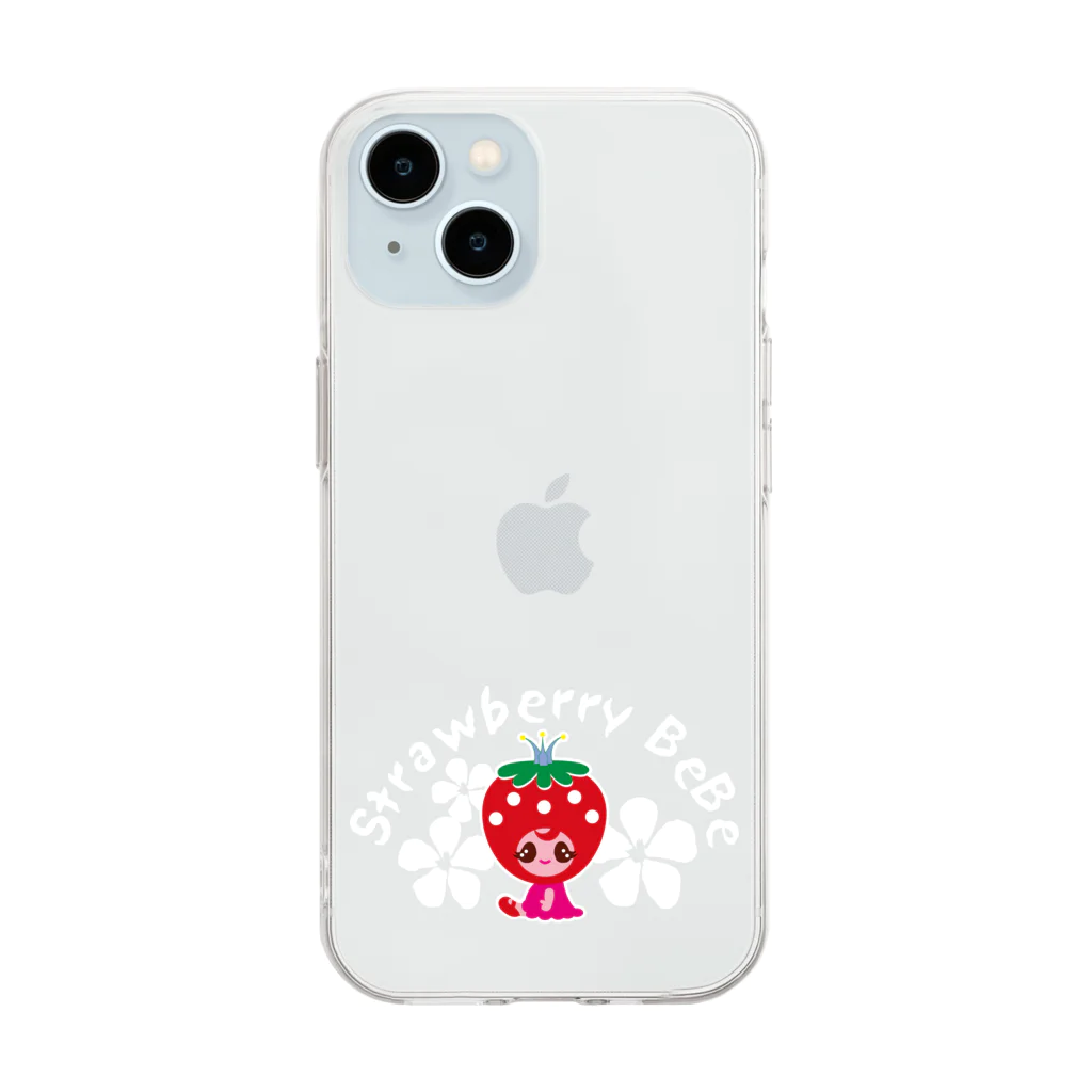 Illustrator Moca&Ram shopのいちごのお姫さまStrawberry BeBe🍓ストロベリーべべ Soft Clear Smartphone Case