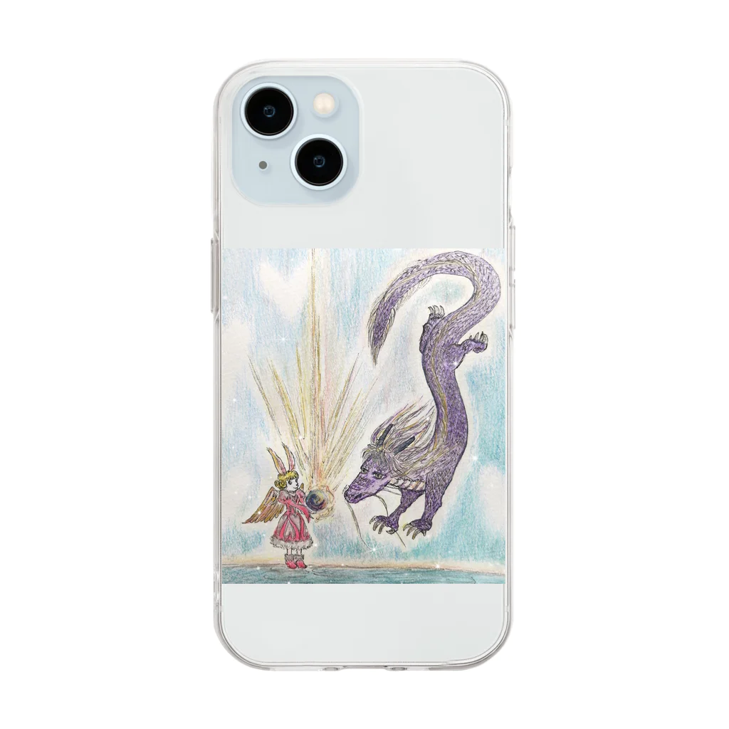 Miyayan☆　癒やし絵カフェのラビ＆ドラゴン Soft Clear Smartphone Case