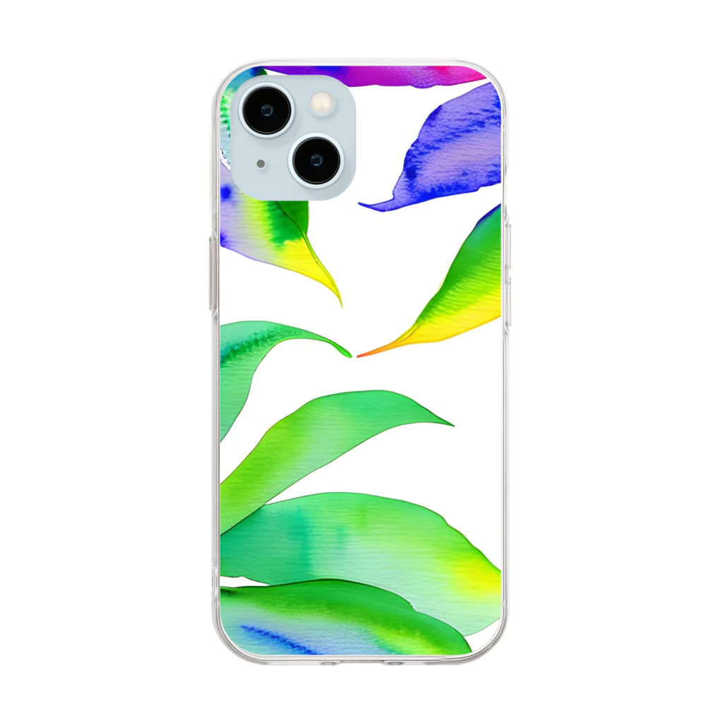 tropical artのトロピカルフラワー　tropical flower Soft Clear Smartphone Case