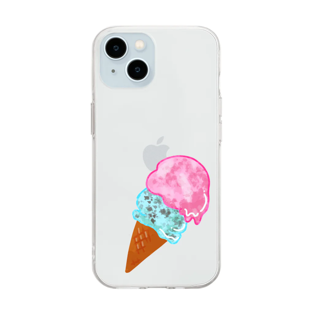ナベナベオナベのアイス、おいしいね Soft Clear Smartphone Case