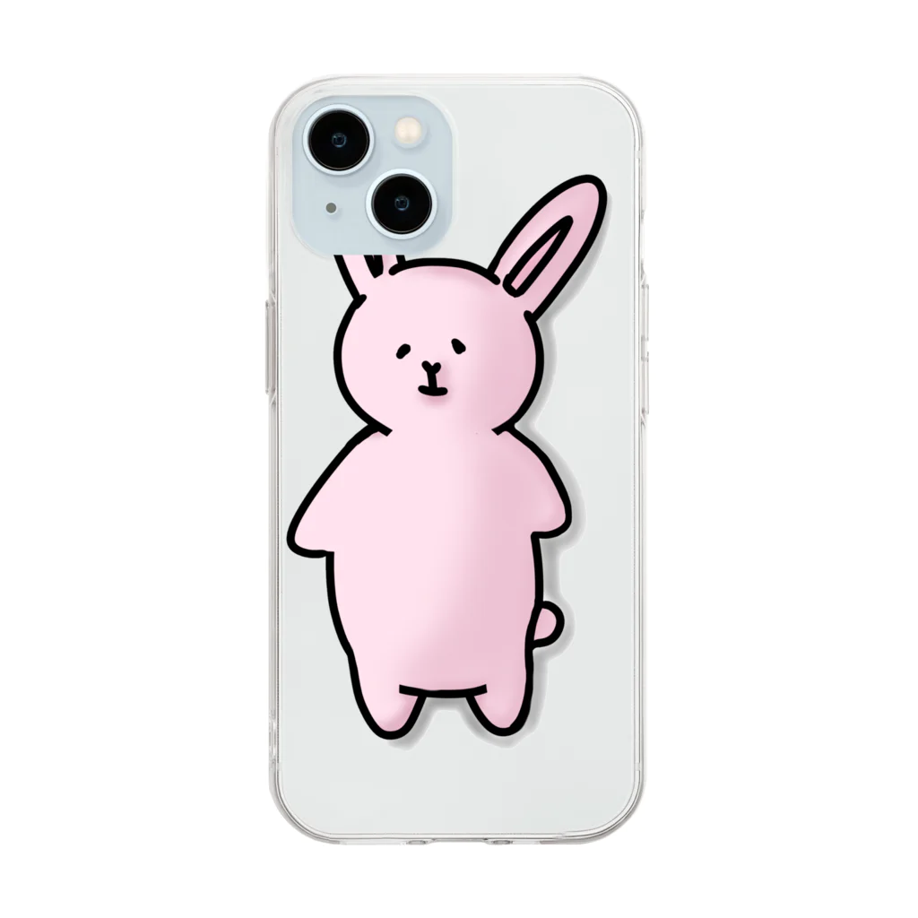 みつまめこshopのポテっとうさぎ Soft Clear Smartphone Case