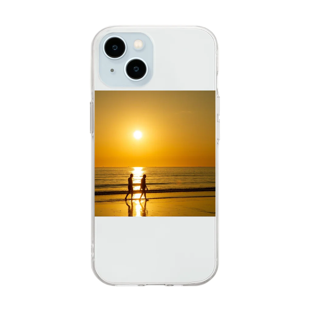 taka9428jpの夕日 Soft Clear Smartphone Case