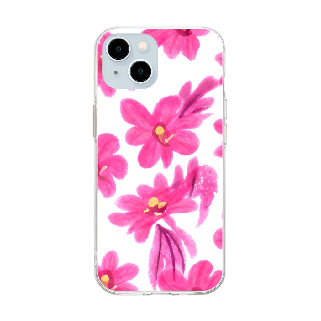 花柄グッズ専門店のピンクのガーベラのグッズ Soft Clear Smartphone Case