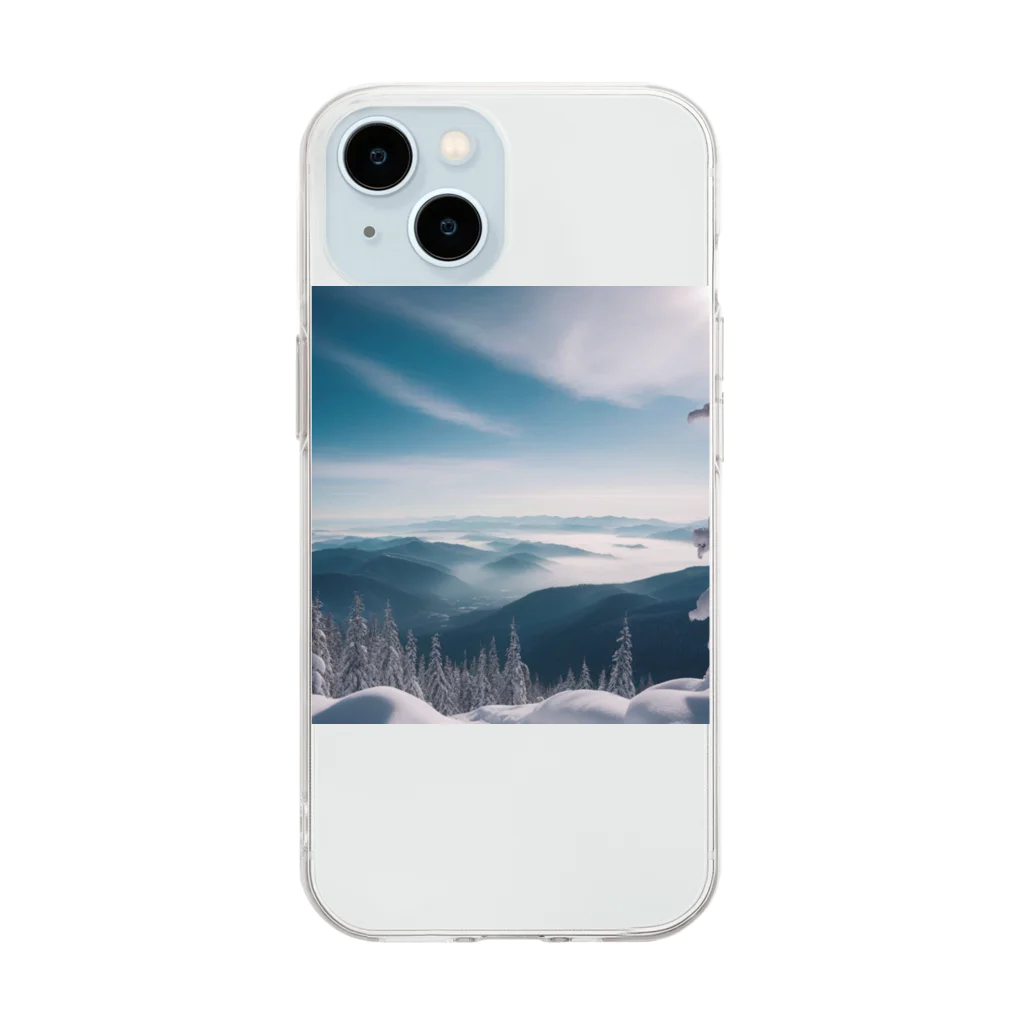 awawoの青空と山の風景 Soft Clear Smartphone Case